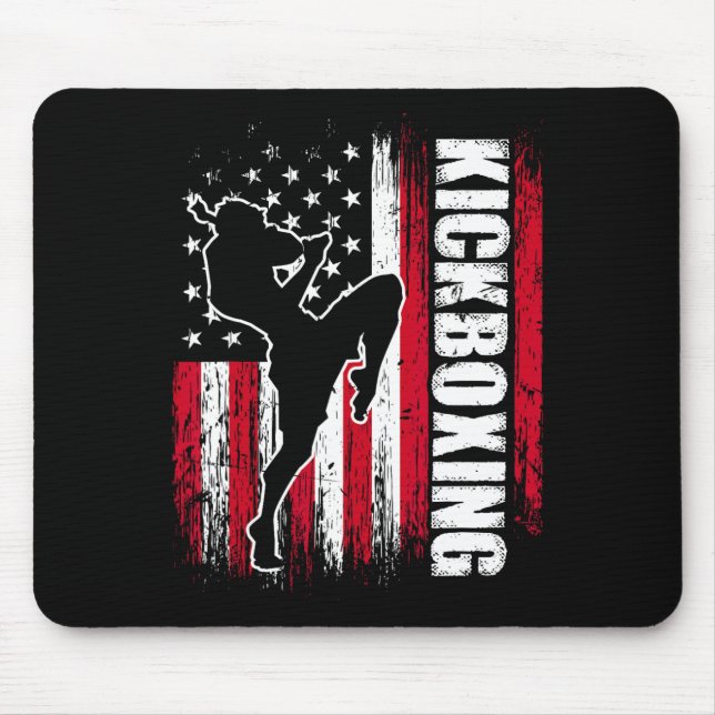 Tapis De Souris Drapeau américain de kickboxing Fighter Kickboxer  (Devant)