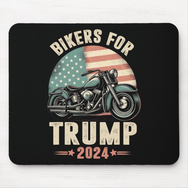 Tapis De Souris Drapeau américain de moto pour Trump 2024 (Devant)