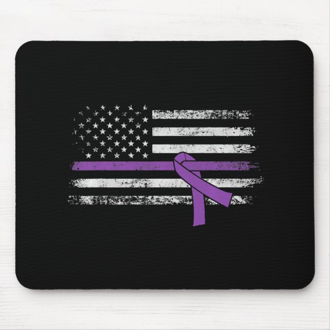 Tapis De Souris Drapeau américain de sensibilisation au cancer du  (Devant)