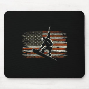 Tapis De Souris Drapeau américain de snowboard pour skieur snowboa