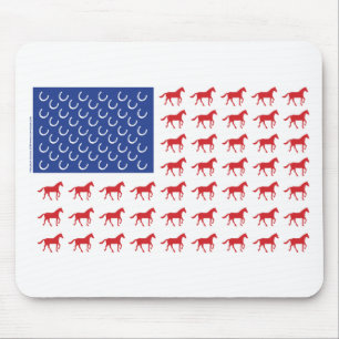 Tapis De Souris Drapeau américain des chevaux patriotiques