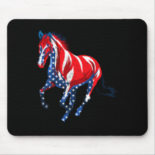 Tapis De Souris Drapeau américain Distressed Horseba Vintage Horse