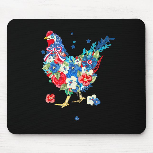 Tapis De Souris Drapeau américain Drapeau de poulet 4 juillet Patr (Devant)