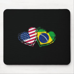 Tapis De Souris Drapeau américain du Brésil Cœur Amour brésilien a