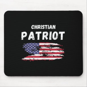 Tapis De Souris Drapeau américain du patriote chrétien Foi et libe