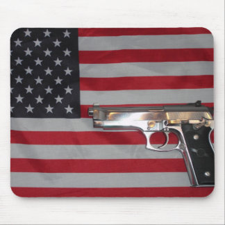 Tapis De Souris Drapeau américain et arme à feu Mousepad