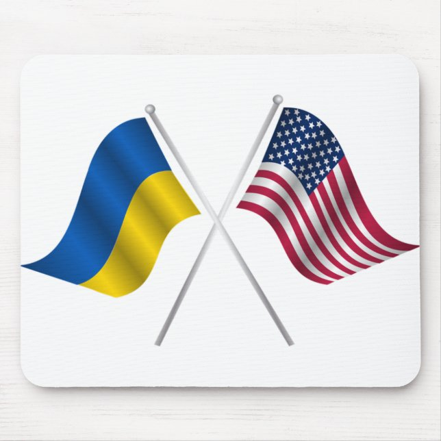 Tapis De Souris Drapeau américain et drapeau ukrainien (Devant)