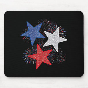 Tapis De Souris Drapeau américain étoilé Feux d'artifice 4 juillet