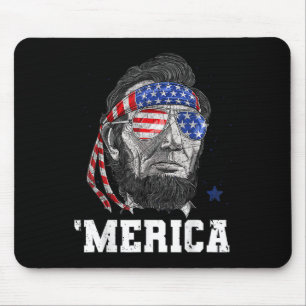 Tapis De Souris Drapeau américain féminin Lincoln 4 juillet Merica