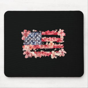 Tapis De Souris Drapeau américain Fleur sauvage rétro Femmes 4 jui
