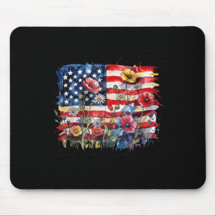Tapis De Souris Drapeau américain floral Usa Terre des libres 4 ju