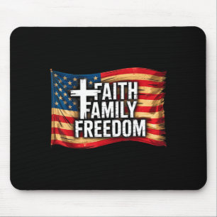 Tapis De Souris Drapeau Américain Foi Famille Dom Chrétien