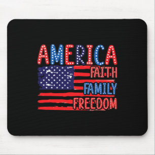 Tapis De Souris Drapeau Américain Foi Famille Liberté 4 Juillet In