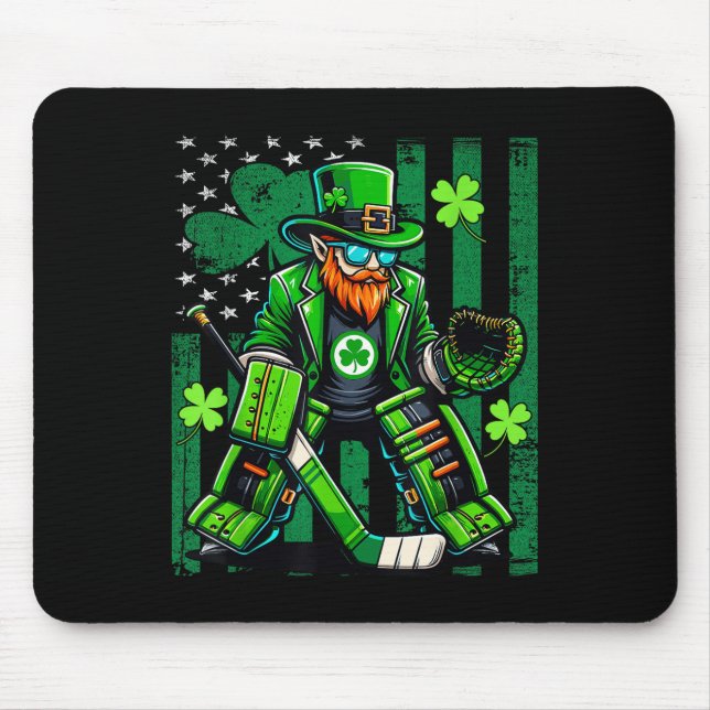 Tapis De Souris Drapeau américain gardien de hockey Saint Patrick  (Devant)