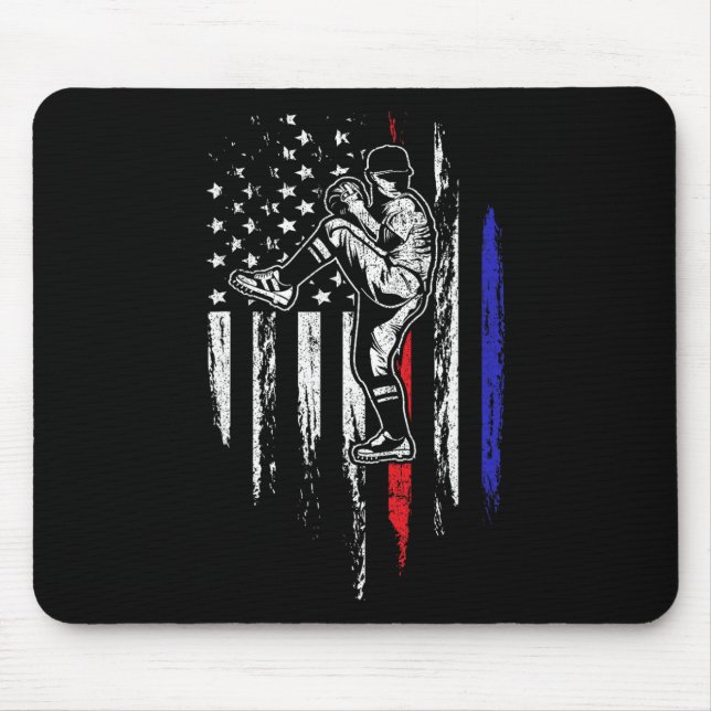 Tapis De Souris Drapeau Américain Lanceur De Baseball Usa Lancemen (Devant)