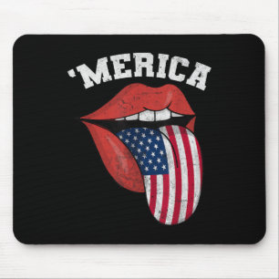 Tapis De Souris Drapeau Américain Lèvres 4 juillet Usa Patrioti