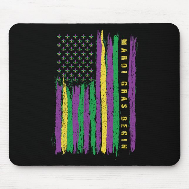 Tapis De Souris Drapeau américain Mardi Gras Costu (Devant)