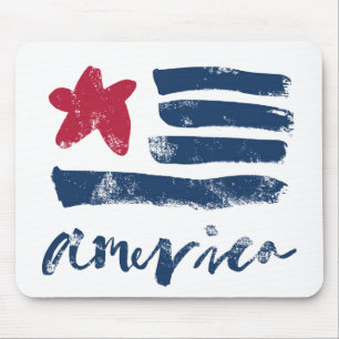 Tapis De Souris Drapeau américain Paintstrokes
