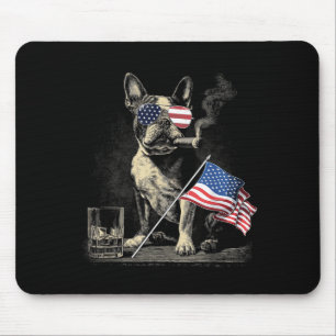 Tapis De Souris Drapeau américain patriote père de chien Boston Te