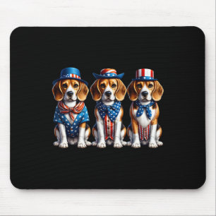 Tapis De Souris Drapeau américain Patriotic 4 juillet beagle