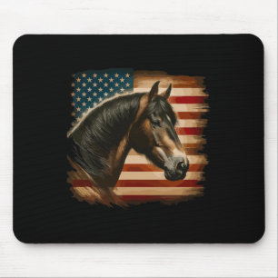 Tapis De Souris Drapeau américain Patriotic Horse Horseback équita