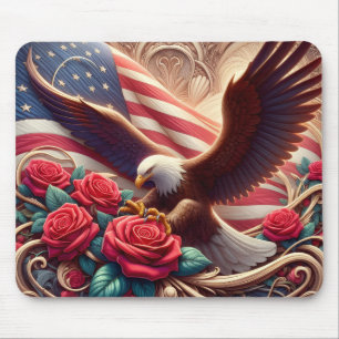 Tapis De Souris Drapeau américain patriotique et aigle