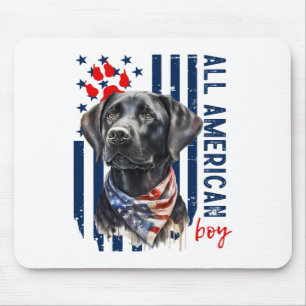 Tapis De Souris Drapeau américain patriotique Labrador noir garçon