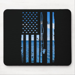 Tapis De Souris Drapeau américain Poisson Pêcheur Pêcheur Drôle B