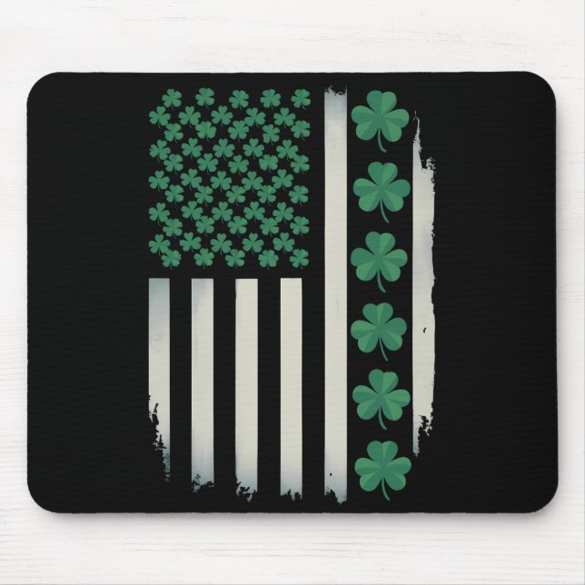 Tapis De Souris Drapeau américain Shamrocks St Patricks Day Americ (Devant)