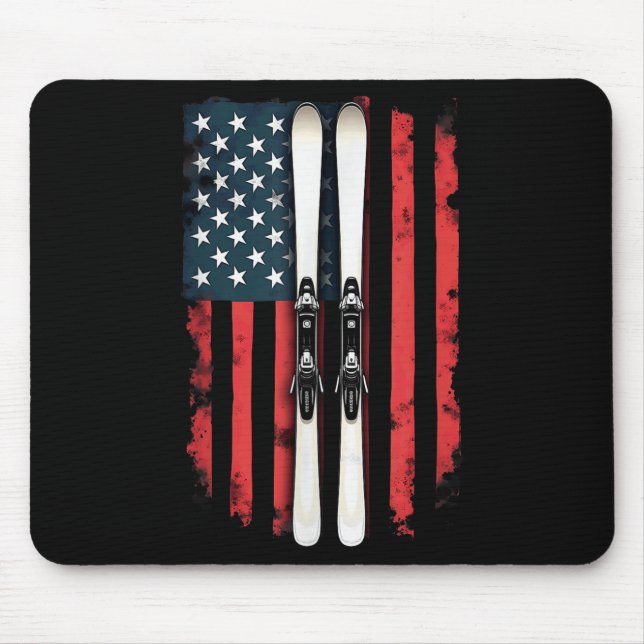 Tapis De Souris Drapeau américain Ski alpin _6 (Devant)