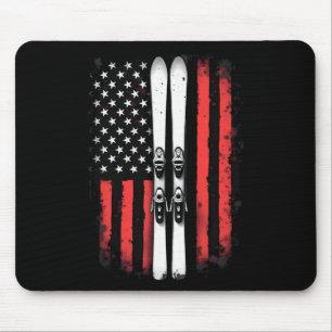 Tapis De Souris Drapeau américain skieur de ski alpin _1 