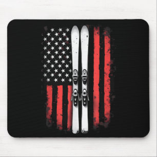 Tapis De Souris Drapeau américain skieur de ski alpin _5