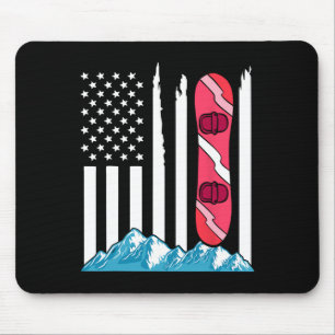 Tapis De Souris Drapeau américain Snowboard Cadeau Snowboard lunet