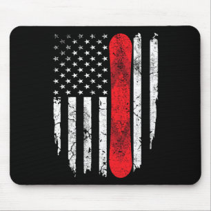 Tapis De Souris Drapeau américain Snowboard Sports d'hiver patriot