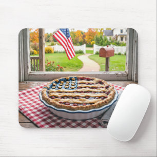 Tapis De Souris Drapeau américain sur une tarte aux cerises
