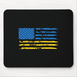 Tapis De Souris Drapeau américain ukrainien Amérique États-Unis Uk