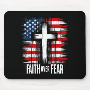 Tapis De Souris Drapeau américain USA Christ foi sur la peur avec