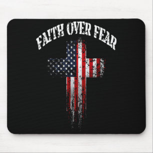 Tapis De Souris Drapeau américain Usa Croix chrétienne Foi sur la