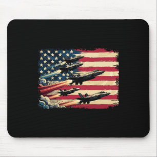 Tapis De Souris Drapeau américain vintage avions de chasse Usa 4 j