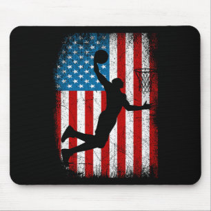 Tapis De Souris Drapeau américain Vintage Basketball 4e de