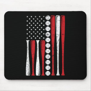Tapis De Souris Drapeau américain vintage de baseball du 4 juillet