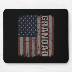 Tapis De Souris Drapeau américain vintage de grand-père pour la fê