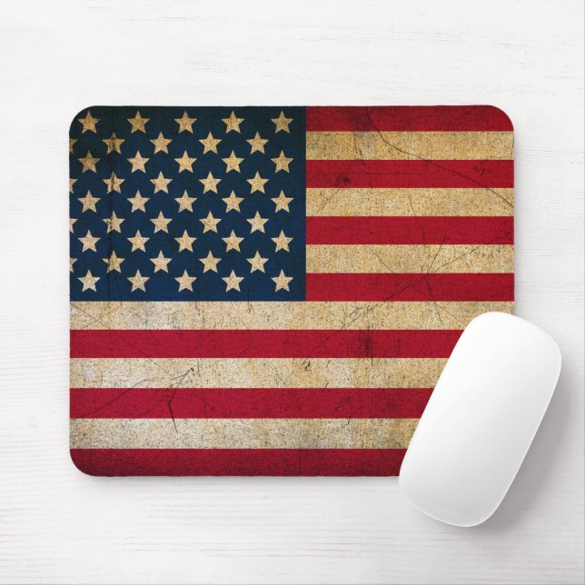 Tapis De Souris Drapeau américain vintage Grunge Mousepad (Avec souris)