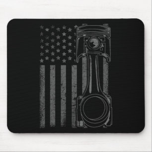 Tapis De Souris Drapeau américain vintage Piston Drôle Muscle Car