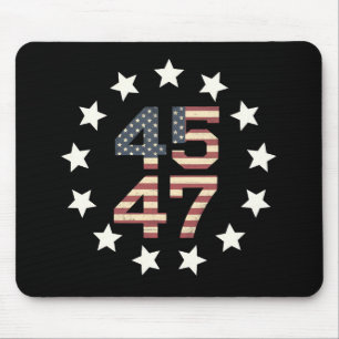 Tapis De Souris Drapeau américain vintage Trump 45 47 étoiles USA