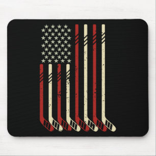 Tapis De Souris Drapeau Américain Vintage Usa Amoureux De Hockey S
