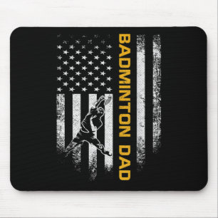 Tapis De Souris Drapeau américain vintage Usa Papa badminton fier