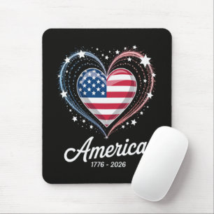 Tapis De Souris Drapeau Cœur 1776 2026 4 juillet 250e anniversaire