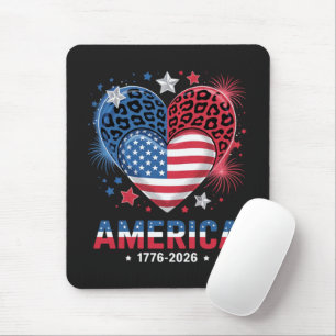 Tapis De Souris Drapeau cœur léopard 1776 2026 4 juillet
