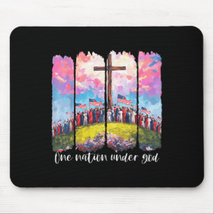 Tapis De Souris Drapeau Cross Usa Une Nation Sous Dieu Foi Chrétie
